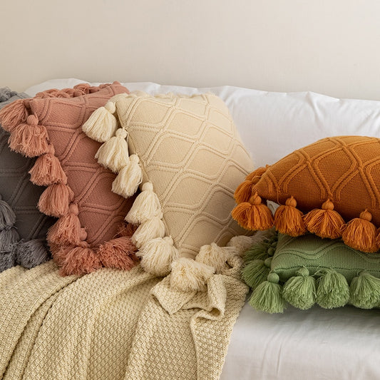 Cozy Knit Cushion Cover with Tassels 31.99 JUPITER GIFT