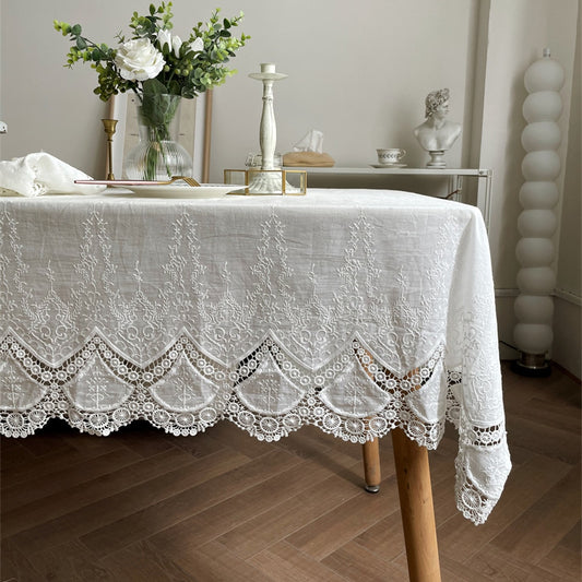 Cotton Tablecloth with Handmade Embroidery and Lacework 41.99 JUPITER GIFT